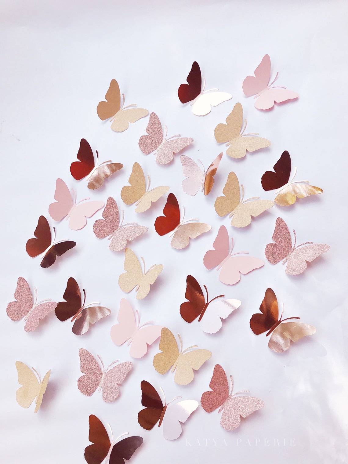Paper Rose Gold Butterflies Wall Decor. Handmade in USA. 3D Etsy