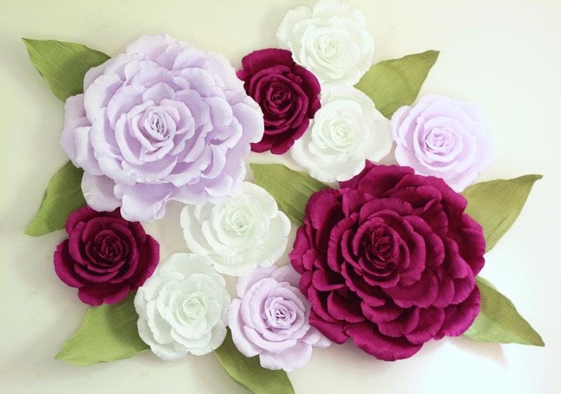 Giant paper flower wall display 5ft x 5ft Purple wedding Etsy