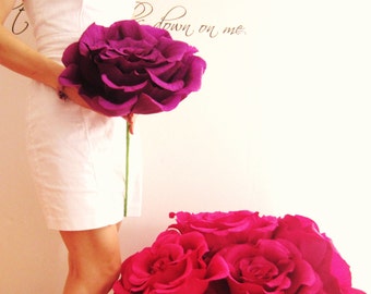 Giant Crepe Paper Rose, Long Stem Flower Bouquet