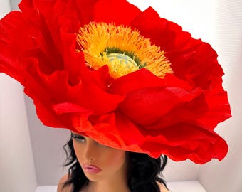 Giant Paper Poppy Headpiece: Photo Shoot Hair Accessory