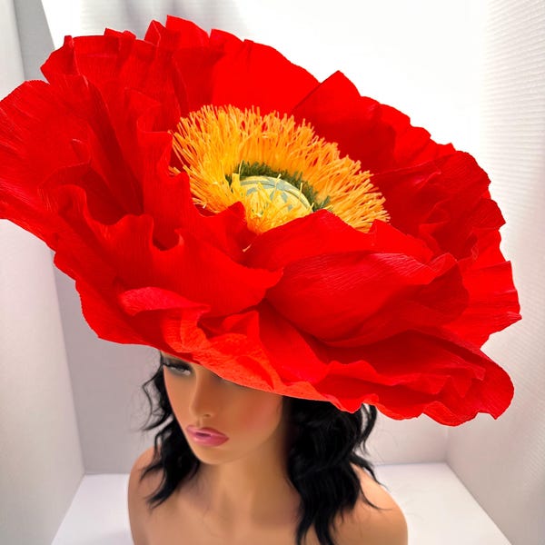 Giant Paper Poppy Headpiece: Photo Shoot Hair Accessory