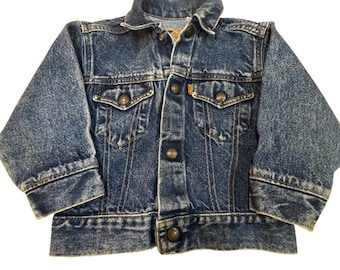 Veste en jean vintage Little Levi’s Orange Tab Acid Wash pour enfant, taille 4 (USA), années 80