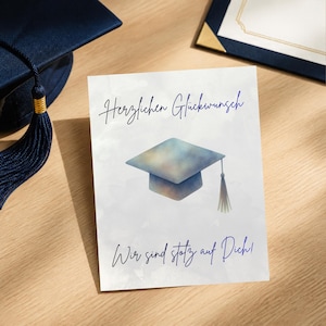 Mall för gratulationskort för doktorsexamen/avhandling | Akvarelldesign (A6-format) | Redigerbar Canva-mall