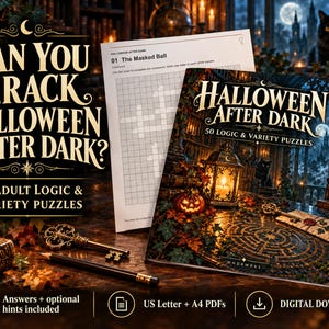 Halloween Puzzle Book | 50 Printable Puzzles & Brain Teasers