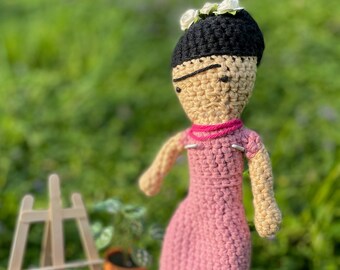 Frida Kahlo Stuffed Doll - Crochet Frida Kahlo Toy - Amigurumi Frida Kahlo