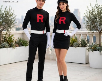 Ensemble de costume de cosplay de la Team Rocket, uniforme de méchant d'anime