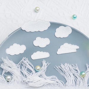 Embroidered Cloud Patches, Self Adhesive Appliques for Bags, Journals and Phone Cases