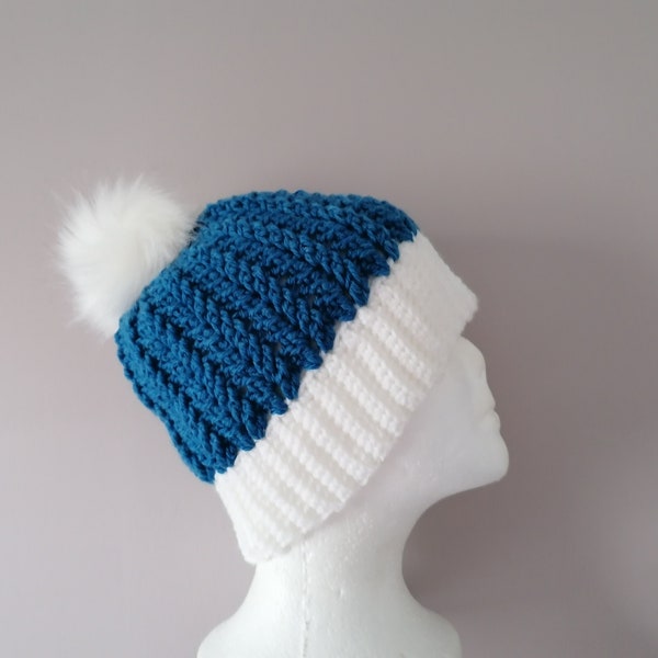 bonnet FEMME blanc BLEU MARINE