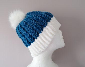 bonnet FEMME blanc BLEU MARINE