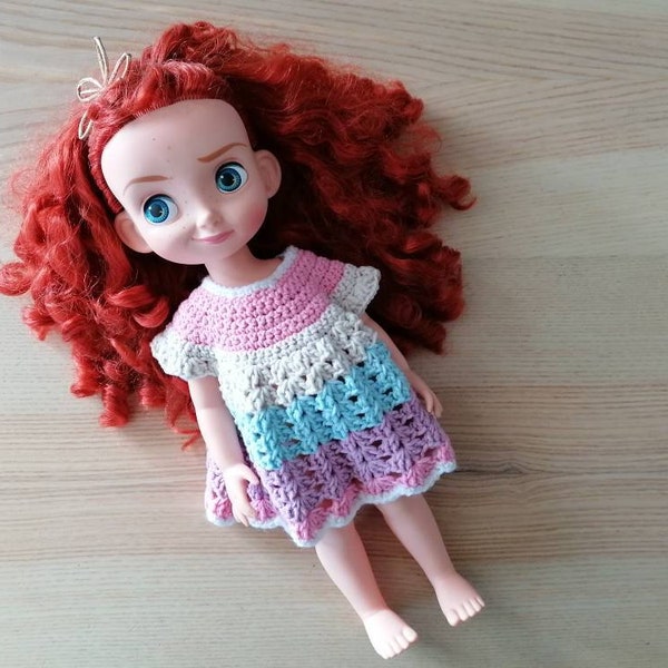 Ensemble rose/bleue crocheté pour poupée Merida animator Disney