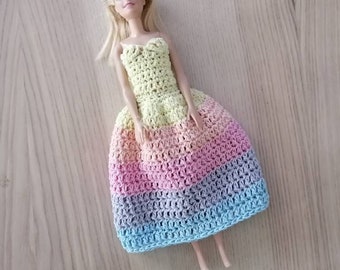 robe arc en ciel crochetée pour BARBIE