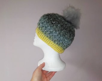 bonnet adulte gris jaune dégradé