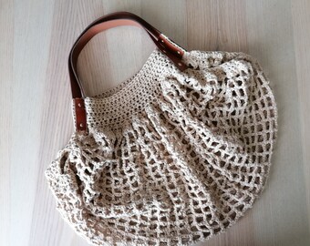 sac filet naturel - crocheté a la main