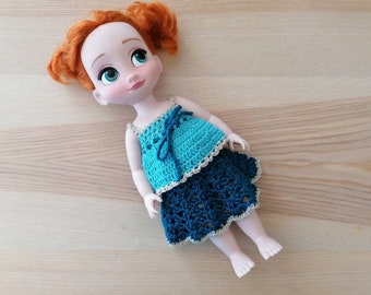 Ensemble bleu crocheté pour poupée animator Disney