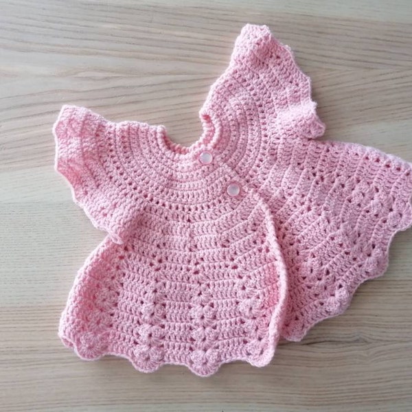 gilet rose fille 3 mois crochet - fait main