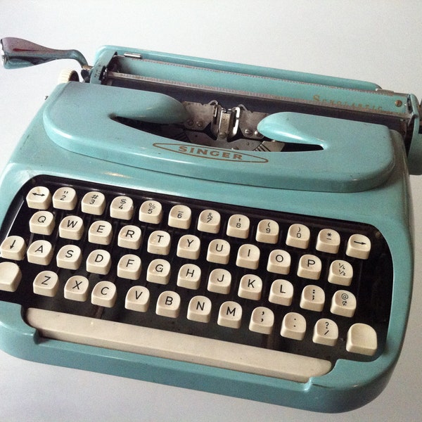 Stunning Singer Turquoise  Vintage Typewriter Made in Holland - Collectible