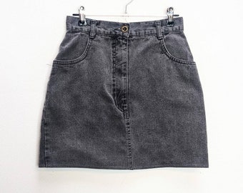 Szara jeansowa mini spódniczka Vintage mini spódniczka Szara jeansowa spódniczka mała Mini spódniczka Szara spódniczka Mini spódniczka z wysokim stanem Mini spódniczka Vintage jeansowa mini spódniczka mała