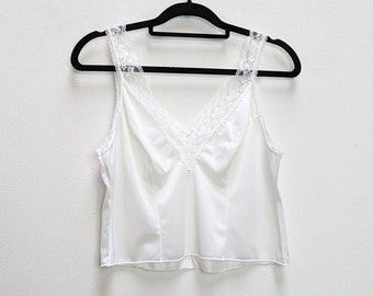 White Lacy Crop Top Vintage Sheer Crop Top Cropped Cami Top Sheer