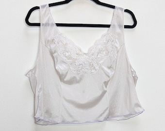 Top corto de encaje blanco Top corto transparente vintage Top camisola recortada Top corto blanco grande Top camisola de encaje Camisola vintage recortada Top camisola transparente L