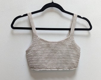 Crochet Crop Top Vintage Crop Top XS Beige Crop Top Crochet Knit Crop Top XS Crochet Bralette Top Vintage Crochet Crop Top Beige Bralette XS