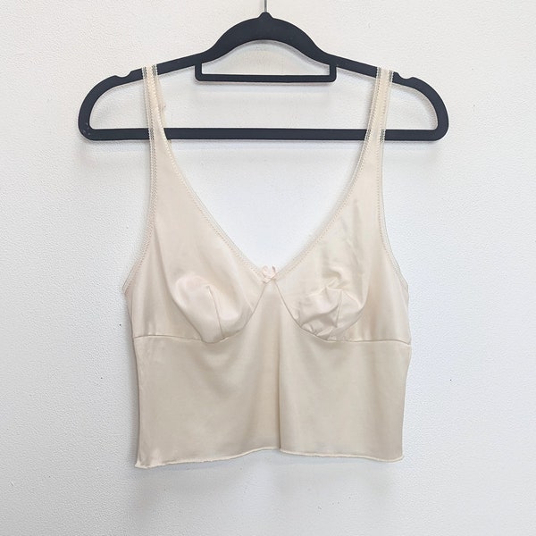 Sheer Crop Top Vintage Cropped Camisole Top Cream Crop Top Sheer Cami Crop Top Cream Camisole Sheer Crop Top Vintage Cami Cropped Camisole S