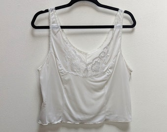 Sheer White Crop Top Vintage White Cropped Cami Top Lace Crop Top