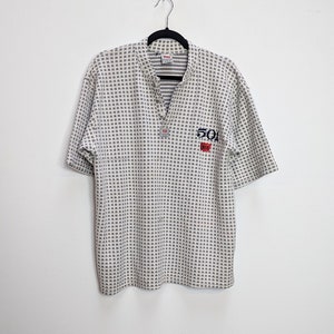 Koszulka Levi&#39;s T-shirt Vintage T-shirt Wzorzysta koszulka Levi&#39;s Top Duża koszulka Levi&#39;s T-shirt ze wzorem Szara wzorzysta koszulka Vintage Levi&#39;s T-shirt L