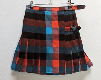 Blue Check Mini Skirt Vintage Mini Skirt Checkered Skirt Red Check Skirt Checkered Mini-Skirt XS Skirt Pleated Mini-Skirt Vintage Skirt XS