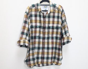Check Flannel Shirt Vintage Checkered Shirt Oversize Flannel Button Down Shirt Check Flannel Button Up Shirt Vintage Button Down Flannel XXL