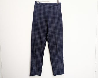 Blue Check Trousers Vintage Checkered Trousers Blue Check Pants Small Trousers Women's Trousers Checkered Pants Vintage Trousers Small Pants