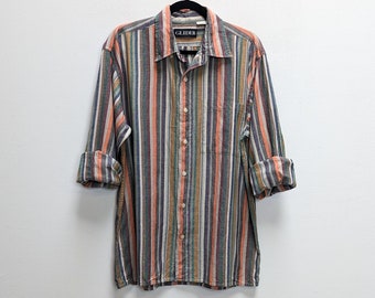 Stripe Shirt Vintage Shirt Stripe Button Down Shirt Large Men's Shirt Patterned Shirt Stripe Button Up Shirt Vintage Stripe Shirt Large L