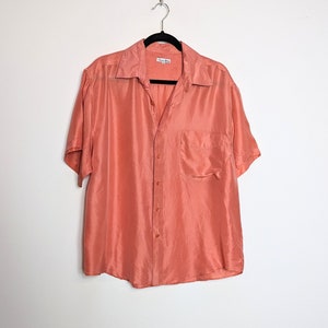 Mens silk button 2025 down shirt short sleeve