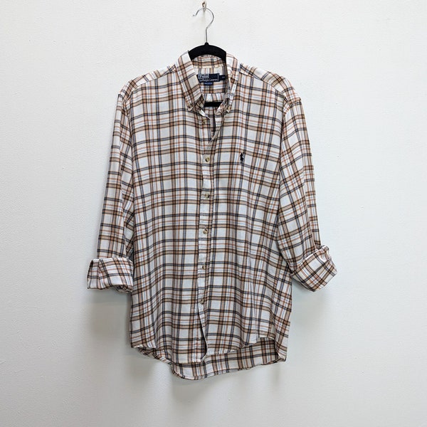 Ralph Lauren Shirt Vintage Plaid Shirt Ralph Lauren Button Down Shirt Plaid Button Up Shirt Large Shirt Vintage Ralph Lauren Check Shirt L