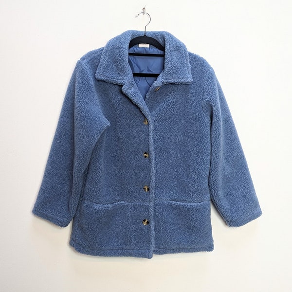 Manteau Borg bleu vintage Manteau bleu Manteau femme Borg Veste Teddy Manteau Moyen Manteau Femme Veste vintage Teddy Veste Moyen Borg Manteau Veste