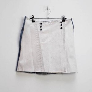 ホワイトデニムミニスカート ヴィンテージリワークデニムスカート ラップスカート ブルーデニムミニスカート M ヴィンテージデニムスカート ホワイトデニムスカート ミディアムミニスカート