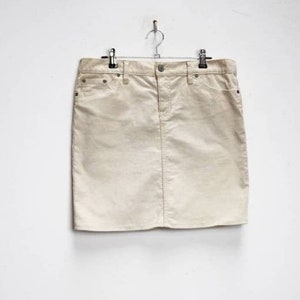 White Corduroy Mini Skirt Vintage Gap Mini-Skirt White Cord Skirt Large Women's Mini Skirt Vintage White Corduroy Skirt Gap Skirt Large L image 1