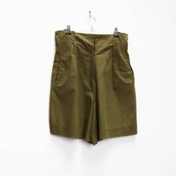 Pantaloncini verdi Vintage Pantaloncini a vita alta Pantaloncini medi da donna Pantaloncini verdi a vita alta Pantaloncini vintage Green Shorts Medio a vita alta Pantaloncini Verdi