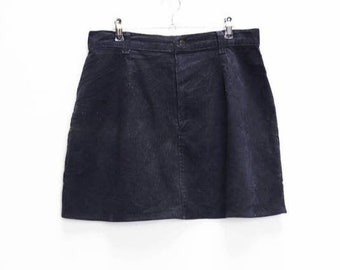 Navy Corduroy Skirt Vintage Cord Mini Skirt Blue Corduroy Mini-Skirt Large Women's Skirt Navy Cord Skirt Vintage Blue Corduroy Skirt Large L