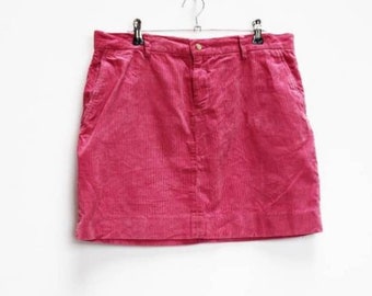 hot pink cord skirt