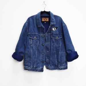 Blue Denim Jacket Vintage Lined Denim Jacket Unisex Denim Jacket Large Blue Jean Jacket Vintage Denim Jacket Blue Lined Jacket Large Denim