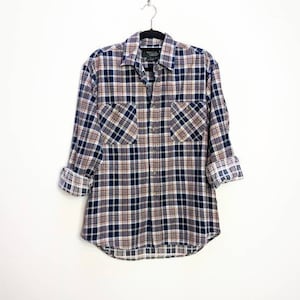 Blauw Geruit Flanel Shirt Vintage Plaid Shirt Rood Geruit Flanel Button Down Shirt Blauw Check Flanel Button Up Shirt Vintage Flanel Medium M