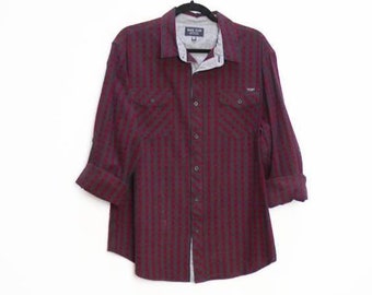 Red Checkered Shirt Vintage Check Shirt Black Checkered Button Down Shirt XL Men's Check Shirt Vintage Button-Down Checkered Shirt Red Check