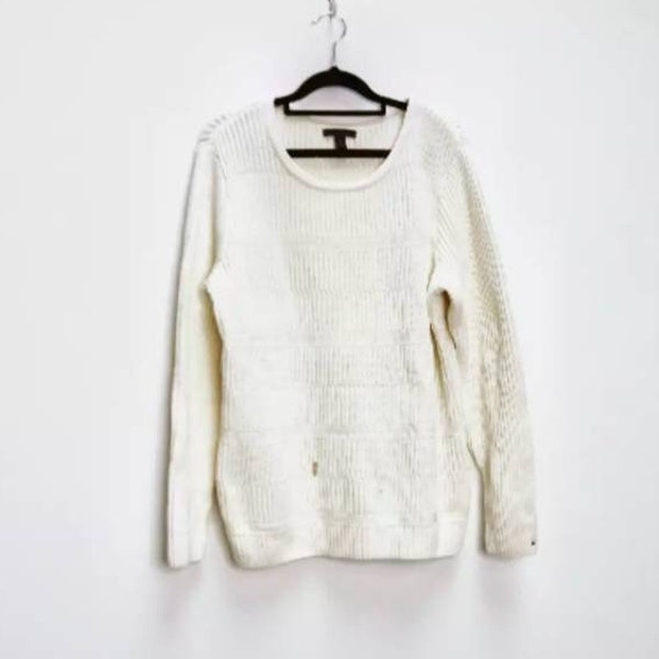 Tommy Hilfiger Jumper Vintage Sweater White Jumper Tommy Hilfiger Sweater Small Jumper White Sweater Vintage Jumper Tommy Hilfiger Knit S