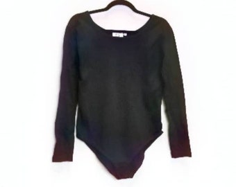 Black Bodysuit Vintage Black One Piece XL Women's Bodysuit Black Leotard Ladies Bodysuit XL Long Sleeve Bodysuit Vintage Bodysuit One Piece