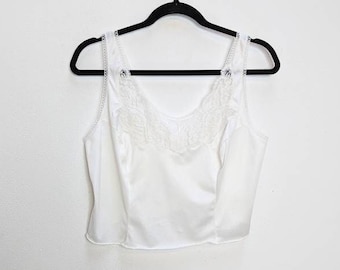 Sheer White Crop Top Vintage White Cropped Cami Top Lace Crop Top