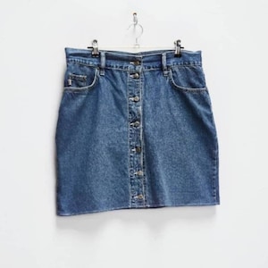 Vintage Massimo Dutti Dark Denim Button Down Mini Skirt With
