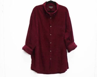 Burgundy Corduroy Shirt Vintage Red Thick Cord Shirt Vintage Burgundy Chunky Corduroy Shirt Medium Red Cord Button Down Thick Corduroy Top M