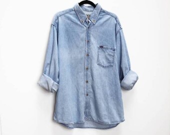 large denim shirt