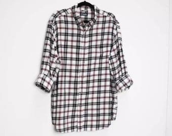 Ralph Lauren Plaid Shirt Vintage Plaid Flannel Shirt White Plaid Button Down Shirt Ralph Lauren Flannel Button Down Vintage Check Flannel