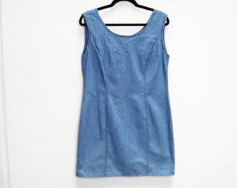 Blue Denim Dress Vintage Denim Mini-Dress Medium Women's Denim Dress Vintage Blue Denim Dress Ladies Blue Denim Mini Dress Medium Dress M